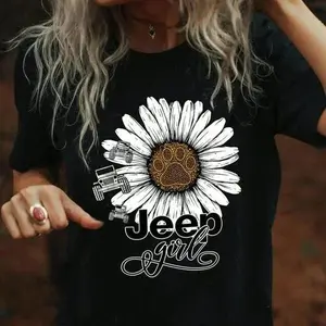 Jeep Girl T Shirt, Jeep Girl Daisy Flower Shirt, Jeep Dog Shirt, Jeep Girl Shirt