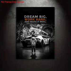 1 piece/set frameless canvas painting print poster, classic realistic art, dream big work hard motivational quotes, Home decor, ideal gift for bedroom, living room, mural, wall decor