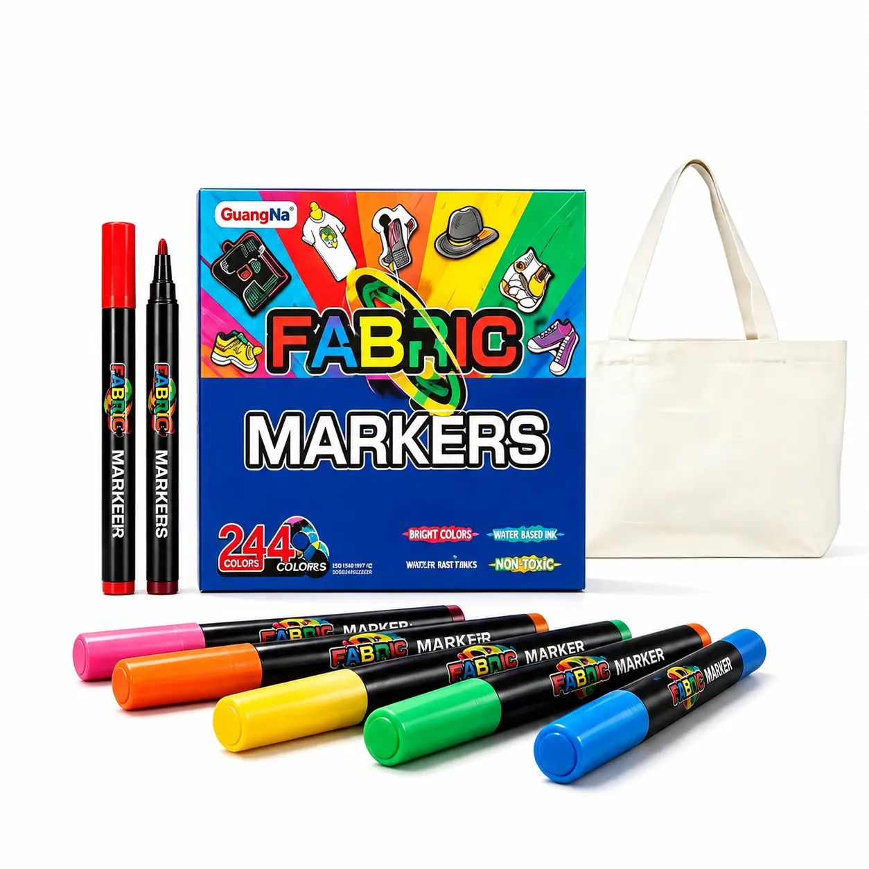 DIY Fabric Marker Set - Washable, Fade-Resistant, Bright Colors, Smooth Fiber Nibs - 12/24-Color Options for Graffiti Art, Cotton T-Shirts - Ideal DIY Painting Supplies, Perfect Gift