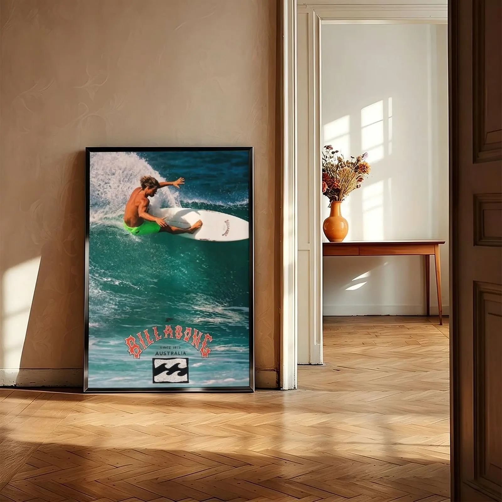 Vintage Australian Surfing Canvas Wall Art, Retro Ocean Surfer Poster Print, Coastal Beach Style Decor for Bedroom, Man Cave
