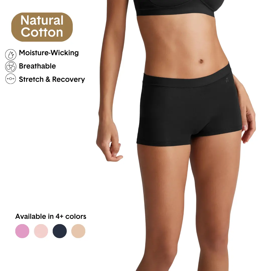 Tommy John Women’s Cotton Boyshort | Breathable Moisture-Wicking Underwear | Full Coverage, No Ride-Up, Stretch Fit, Tagless Comfort Panties Womenswear