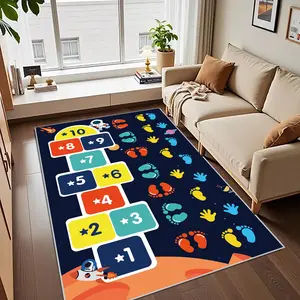 Crystal Velvet Space Hopscotch Rug, Waterproof, Easy Clean, Soft Comfortable Mat, Ideal for Door Mats, Kitchen, Living Room