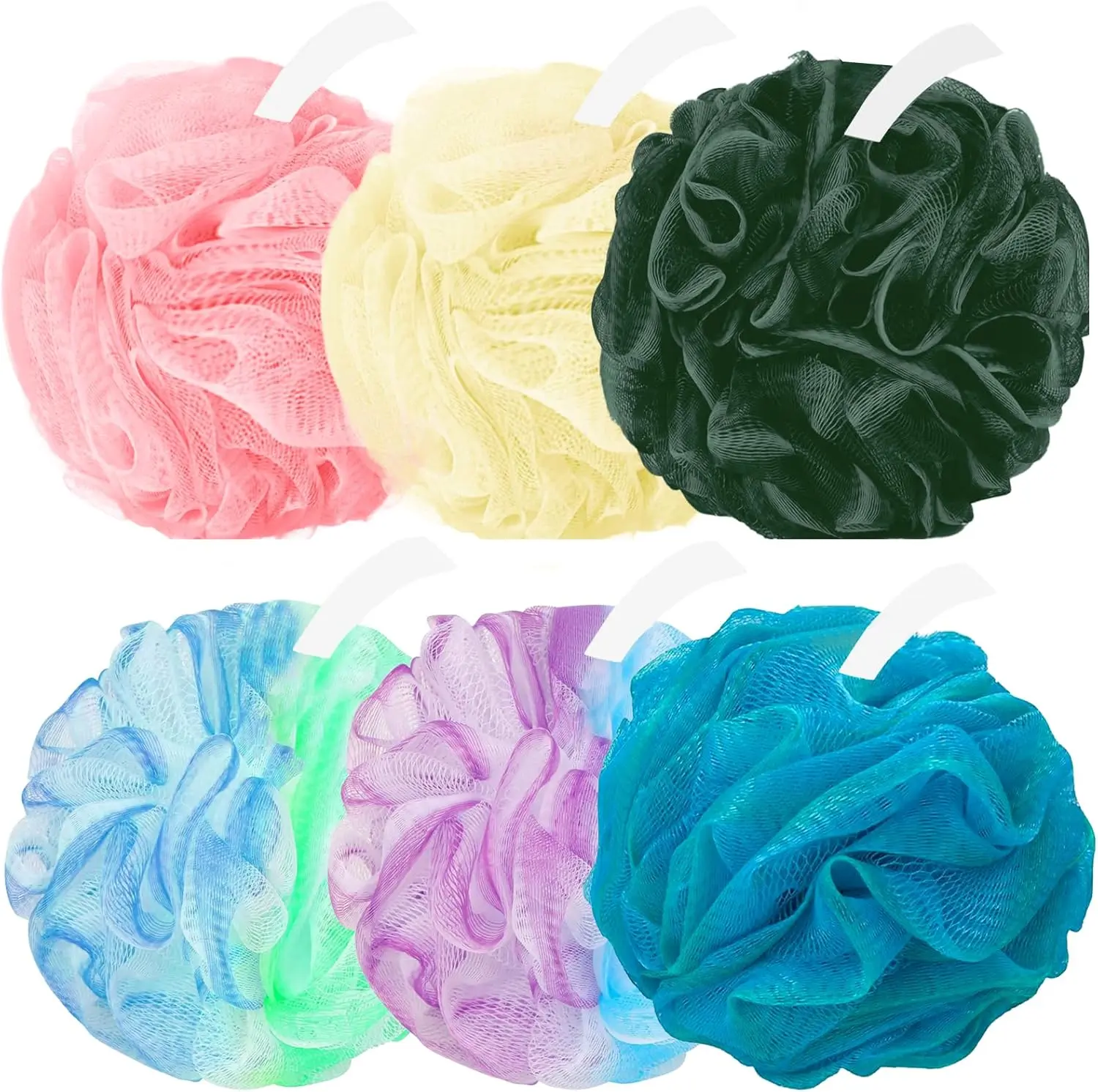 6 Pack Shower Loofah Sponges, Body Scrubbers for Women and Men, Multi-Color