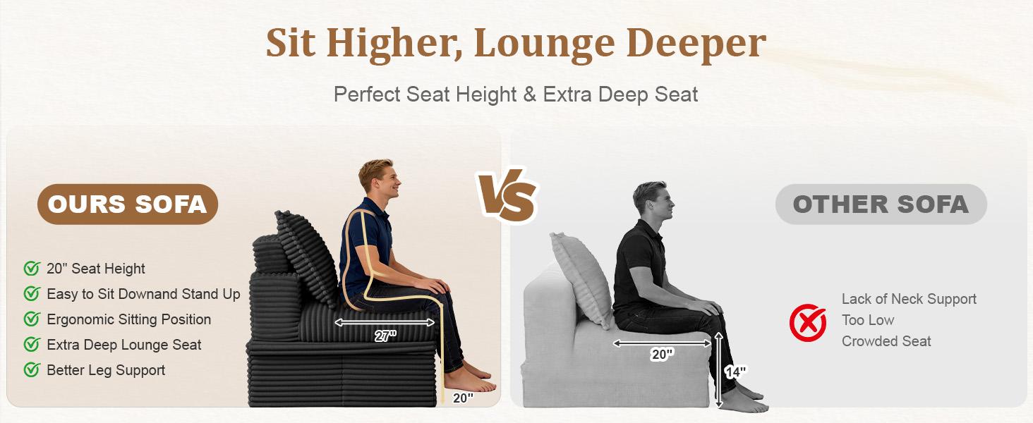 【4 Packages Shipping】NABUMI 142” Oversized Modular Sectional Sofa with Storage, Extra Deep&High Seat Corduroy Cloud Couch, 5 Seater U Shaped Couch, Ergonomic Memory Foam, Free Combination, Tool-Free Assembly, Black, Beige, Dark Gray, Green