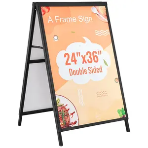 VEVOR A Frame Sidewalk Sign, TikTokShopBlackFriday, 24x36 Inch Heavy Duty Slide-in Signboard Holder, Double-Sided Folding Sandwich Board Signs, Steel Pavement Sign Poster for Outdoor Business Street Advertising (Frame only)