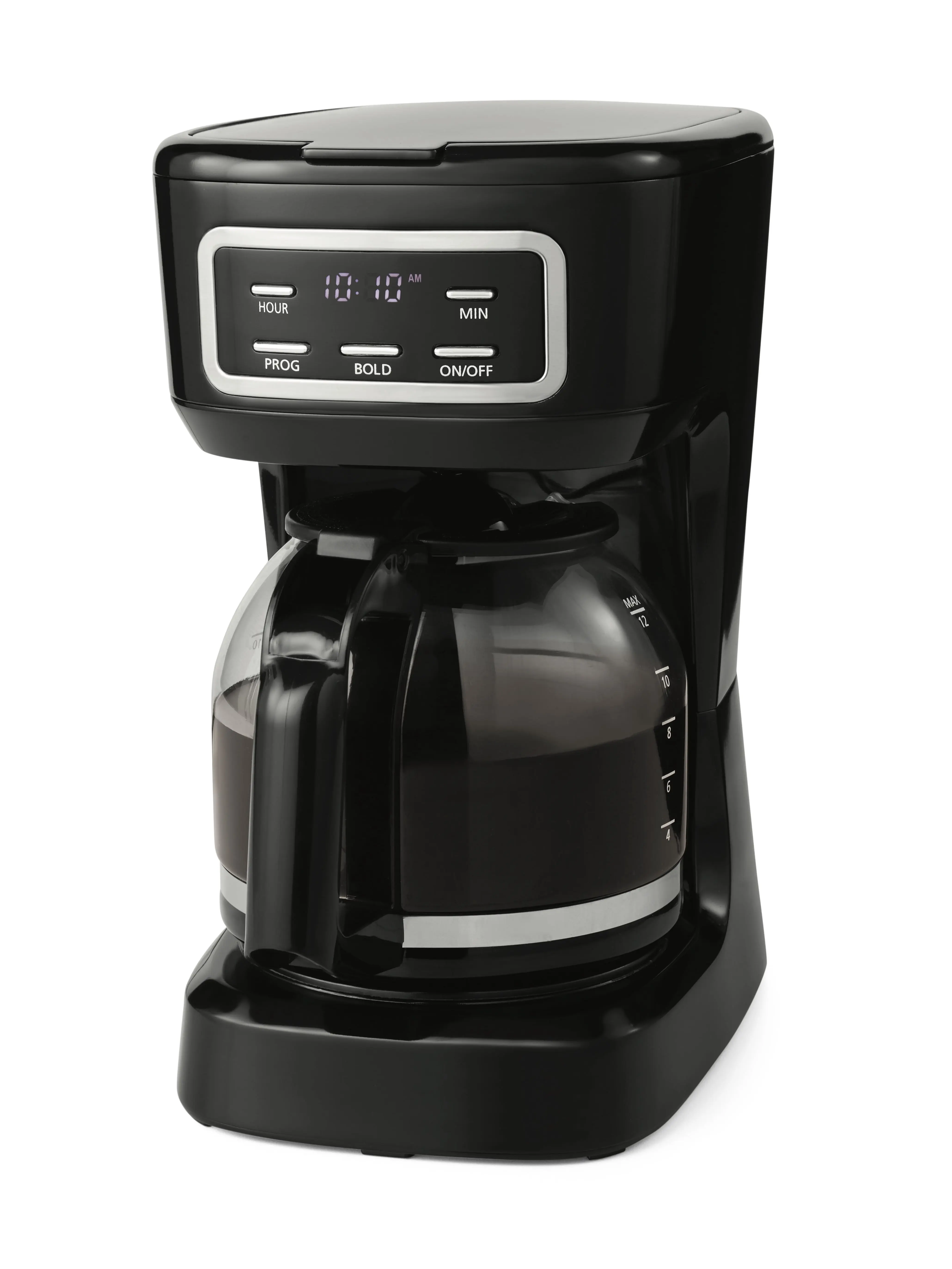Mainstays 12-Cup Black Programmable Drip Filter Coffee Maker, Household Kitchen Coffee Machine
