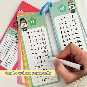 16 Multiplication Learning Cards, Writeable Practice Cards, Reusable Flashcards, Student Study Cards (Multiplication Practice Cards from 1 to 12), Teaching Assistant Tool