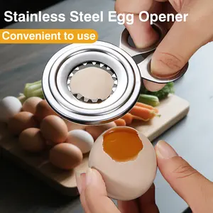 1 Count Stainless Steel Egg Cutter, Manual Egg Shell Opener for Quick Clean Cuts on Boiled Eggs