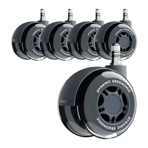 LiberNovo Dynamic Ergonomic Office Chair Wheels, 2.95 Inch Dual Wheels Rubber Caster - Effortless Glide for Seamless, Black