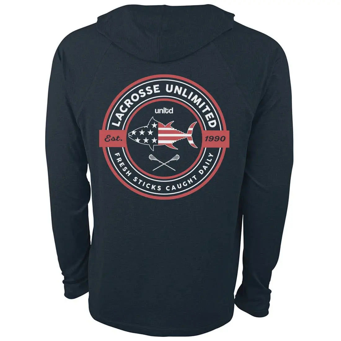 Men's Fresh Sticks Lacrosse Zip-Up UPF Hoodie, Lightweight Polyester-Spandex Blend Moisture-Wick Casual Menswear Long Sleeve Clothes