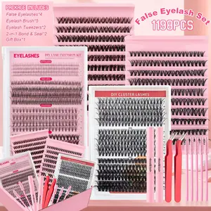 DIY Lash Extensions Kit, Wispy Lash Clusters with Bond and Seal, Individual Lashes Mink Like, Beginner Friendly Lash Kit with Everything, Long Lasting False Eyelashes for DIY Salon at Home