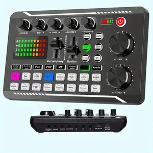 USB Sound Card, Rechargeable DJ Mixer, Sound Board, External Sound Card with Audio Interface for Podcast & Game, Audio Solution for Content Creator