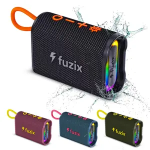 Fuzix Aquabeat Mini Portable Waterproof Bluetooth Audio Speaker - Type C Charging TWS Stereo, RGB Lights, MicroSD Card, USB, FM Radio and Hands-Free Calls Weatherproof Loudspeaker