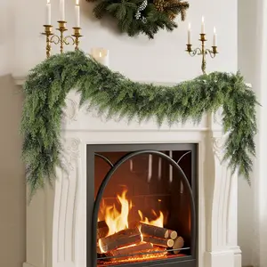 yofit 6FT Garland Christmas Decorations- Artificial Cedar Pine Garlands for Fireplace Mantel, Table, Door Frame, Staircase- Christmas Indoor/Outdoor Holiday Decor