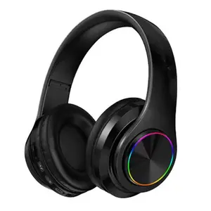 Wireless Over-ear Headphone, Noise Cancelling Headphone with LED Light &microphone & FM & SD Card Slot, Stereo Sound Bluetooth-compatible Headphone for Home Office Travel Wireless Headphones