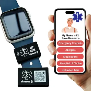 Watch Band Medical ID Tag, Instant Emergency Identification, NO Subscriptions, NO Batteries, Family Owned Company, QR Code, No Apps, Fits Most Watches