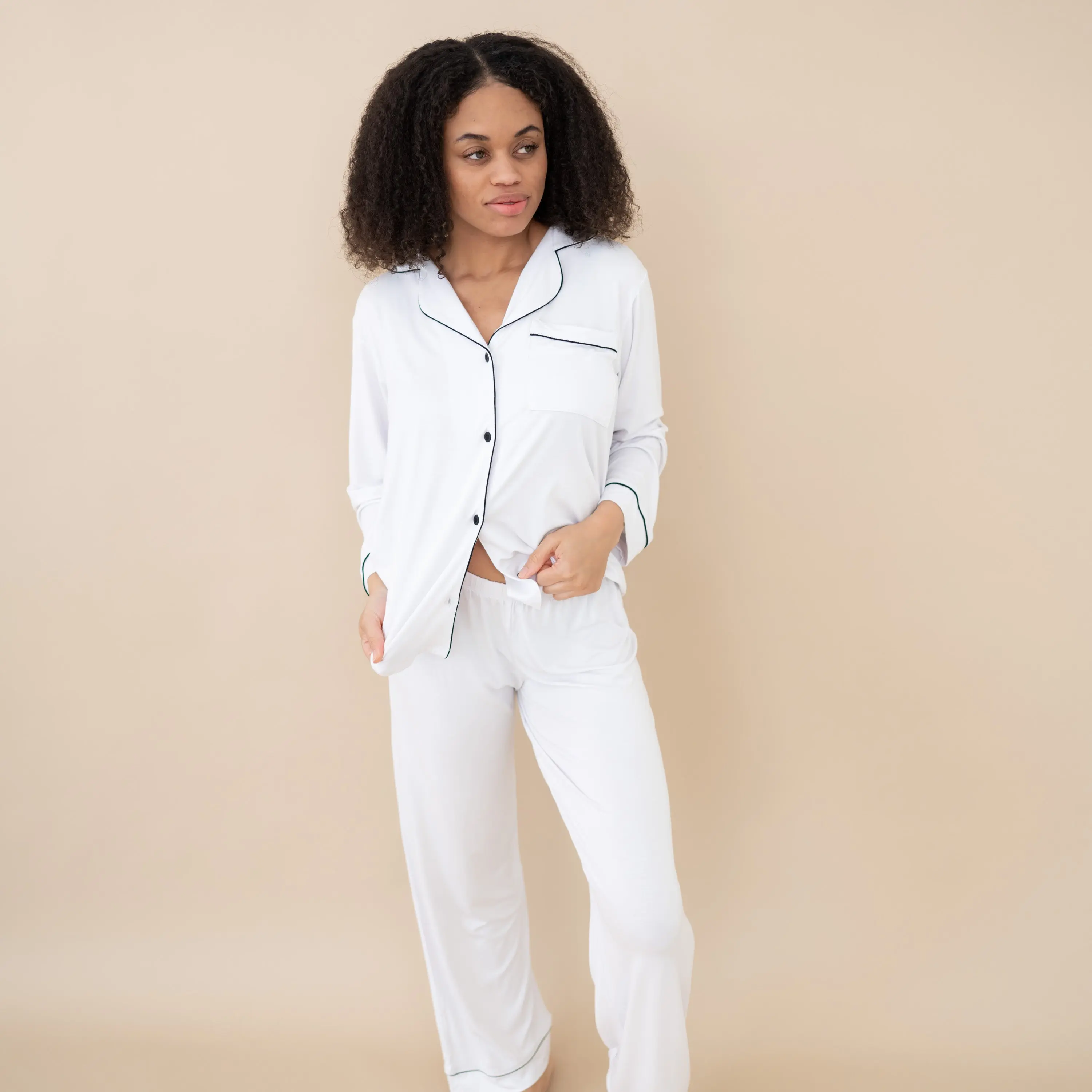 Women's Pajama Set, Long Sleeve Buttery Soft Bamboo Rayon 2-Piece Matching Loungewear, Breathable Nightwear with Spandex, Pjs, Traditional, Longsleeves