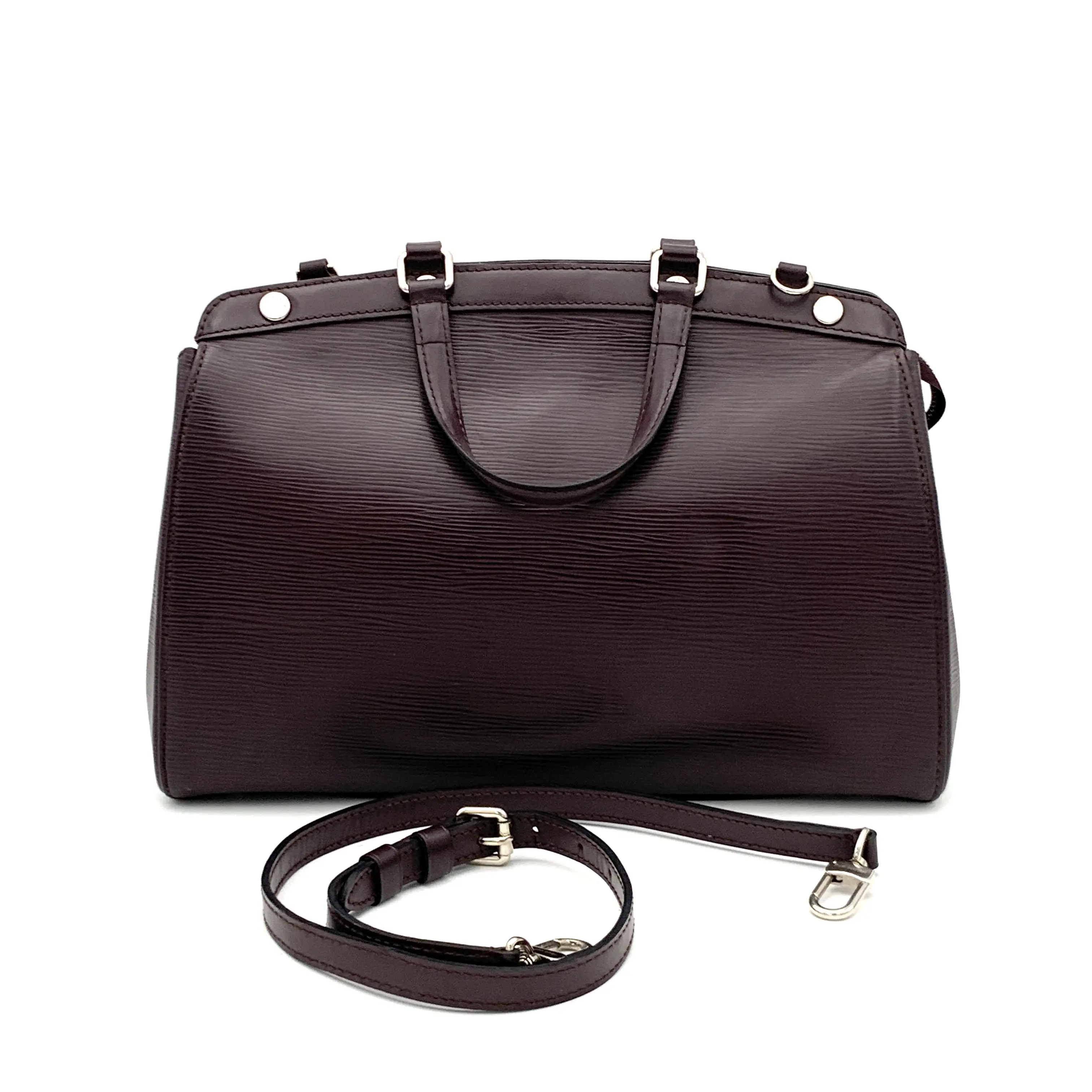 Pre-owned Louis Vuitton Epi Leather Handbag Brea Purple MM W/Strap #4792