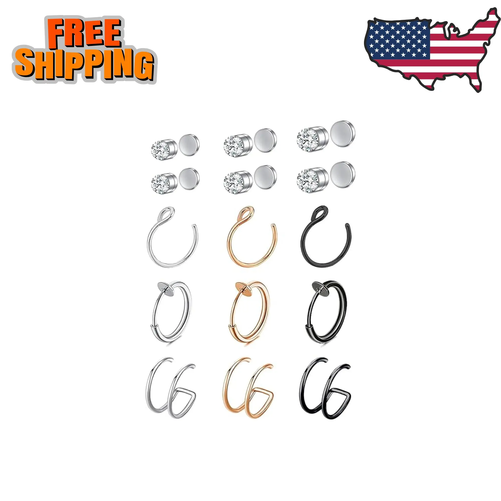 Fake Nose Ring Hoop Fake Nose Stud Magnetic Septum Nose Ring