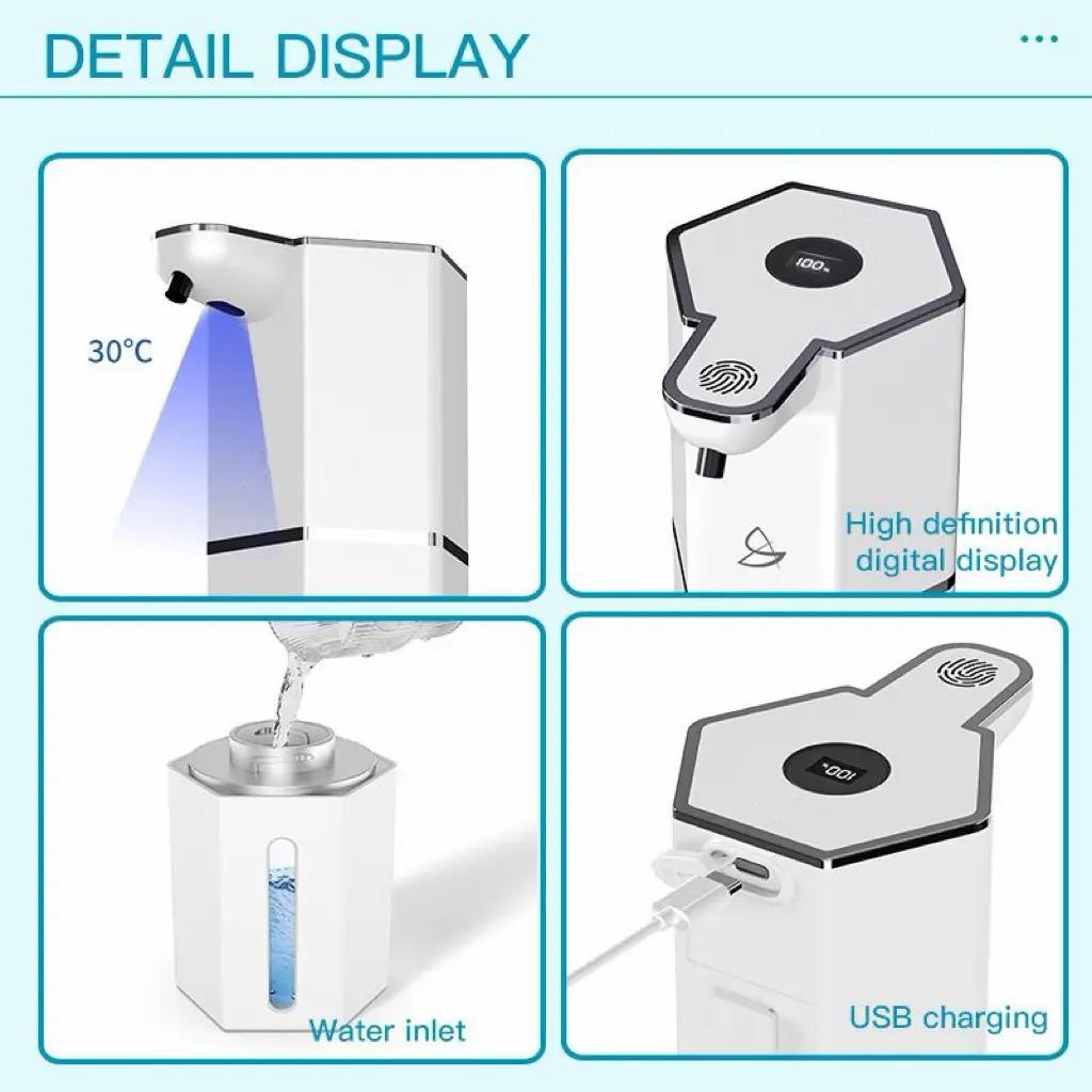 Automatic Soap Dispenser, 12 oz Touchless Foaming Soap Dispenser, USB Rechargeable, 4 Adjustable Levels, Waterproof, Kitchen Gadgets, Home Essentials for Bathroom/Restroom