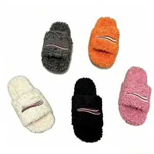 2026 Spring & Autumn New Women's Fuzzy Slides, Ultra-Comfort Soft Plush Casual Slippers, Indoor & Outdoor Versatile Non-Slip Home Footwear