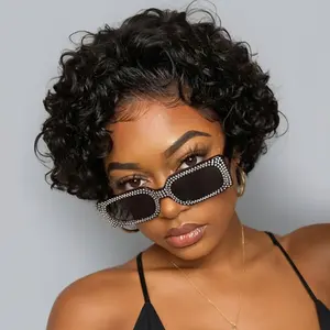 【Live Sale】UNice Afro Curly Short Pixie Cut Wigs 13x1 Lace Front Human Hair Wigs Short Curly Wig For Women 180% Density