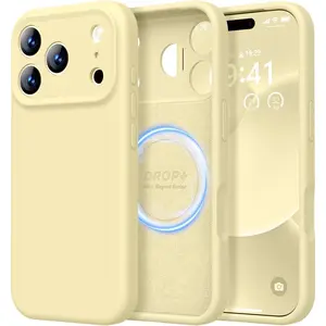 Designed for iPhone 17 Pro Max Case, Premium Silicone [Compatible with Magsafe][Soft Anti-Scratch Microfiber Lining] Shockproof Protective Phone Case for Men Women 6.9", Creamy Yellow