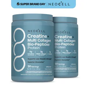 2x NeoCell Creatine Monohydrate Powder - With Multi Collagen Peptides - 60 Servings - Unflavored - for Women and Men - 20oz Total of Creatine + Collagen