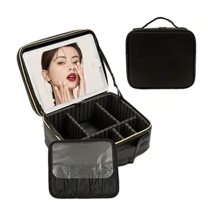 Large Travel Makeup Bag with LED Mirror & Adjustable Dividers – Perfect for Makeup Artists & On-the-Go Beauty Essentials