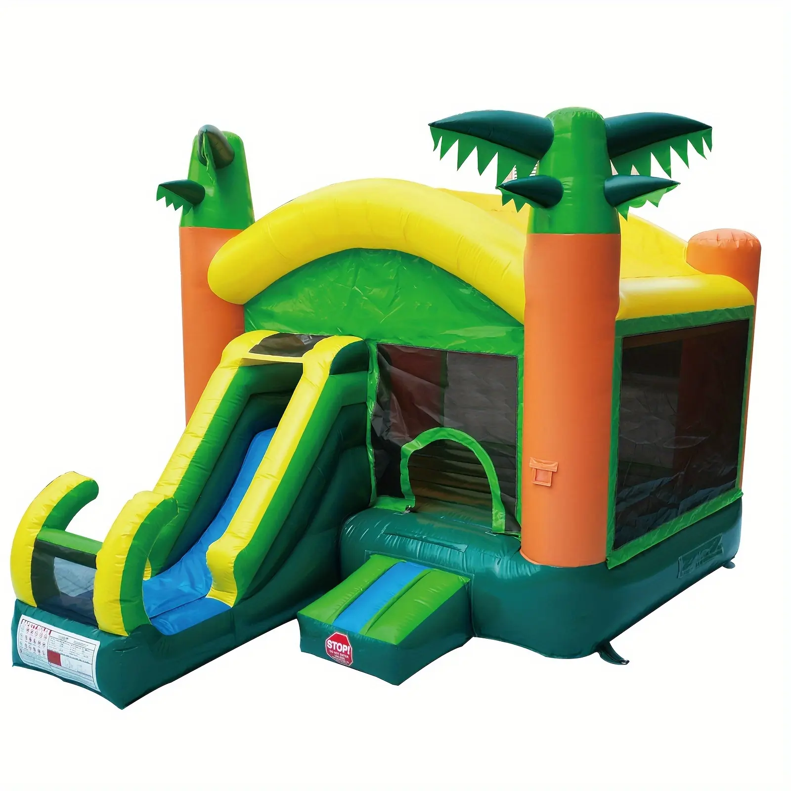 HapCap 17'x 13' X 12'Tropical Theme Inflatable Bounce House with A Small Slide for Big Kids, Semi Commercial, Large Jumping Area, PVC Commercial Material, Birthday Party, Outdoor Indoor Use, Optional Blower