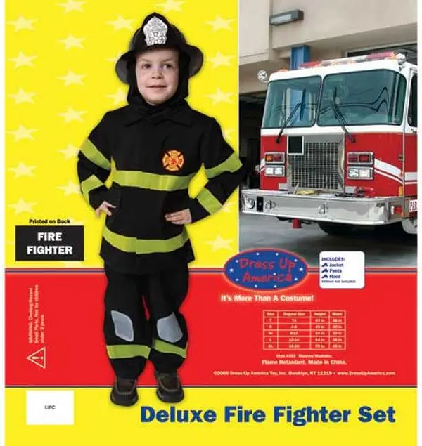 212 MAIN Deluxe Men's Firefighter Dress-Up Costume Set - Size 16-18 (203-XL) Menswear, Polyester Cloth, Reflective Stripes, Knee Patches, Pockets, Machine Washable, Embroidered Shirt & Tie, Realistic Firefighter Costume Ideas for Boys Pretend Play