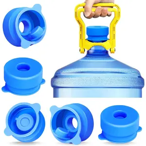 (5 Pack) 3 and 5 Gallon Water Jug Cap with (1 Pack) 5 Gallon Water Bottle Handle,   Replacement Cap, Non Spill Bottle Caps for 55mm Bottle Water Dispenser Caps