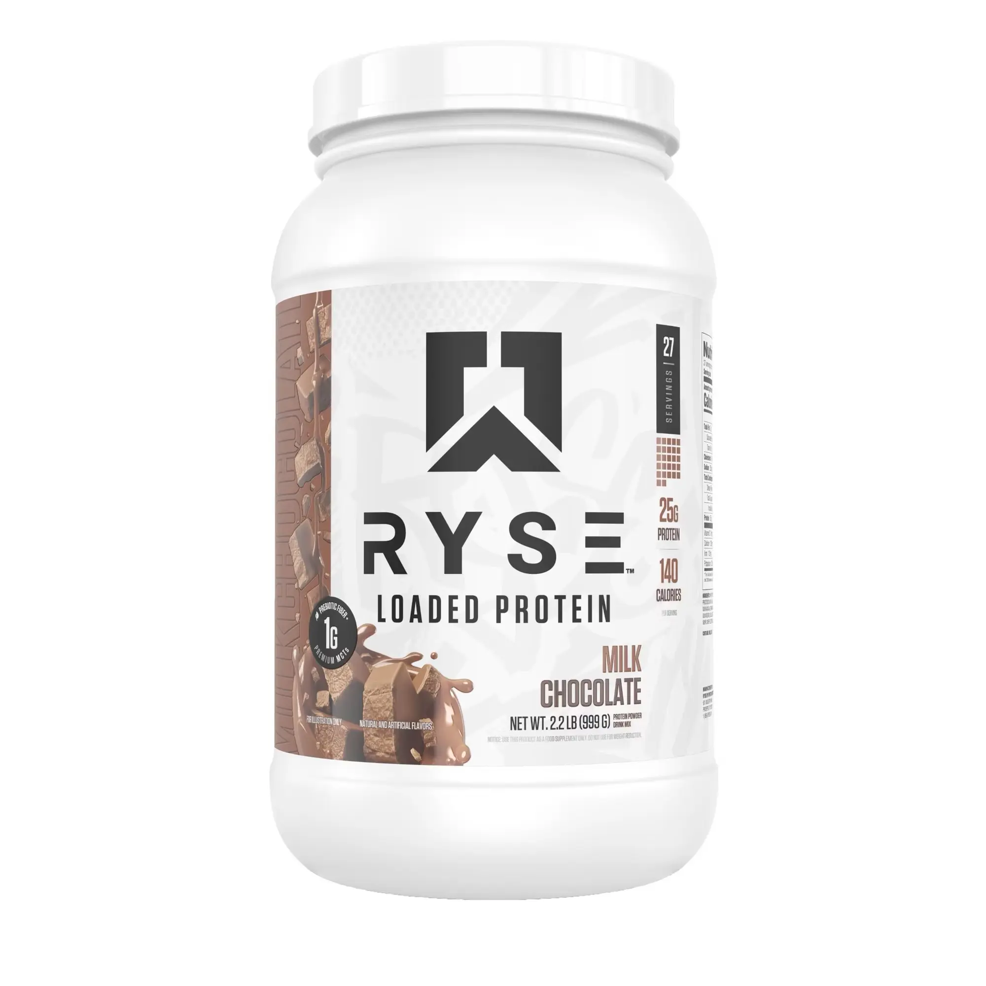 RYSE Loaded Fitness Protein Powder, Milk Chocolate Flavor, 25g Protein Per Serving, 27 Servings, 2.2 lb (999 g)