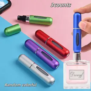 3 Pack 5ML Reusable Travel Perfume Spray Bottles, Mini Refillable Scent Containers, Small Pocket Size, Random Colors, Perfume Dispenser