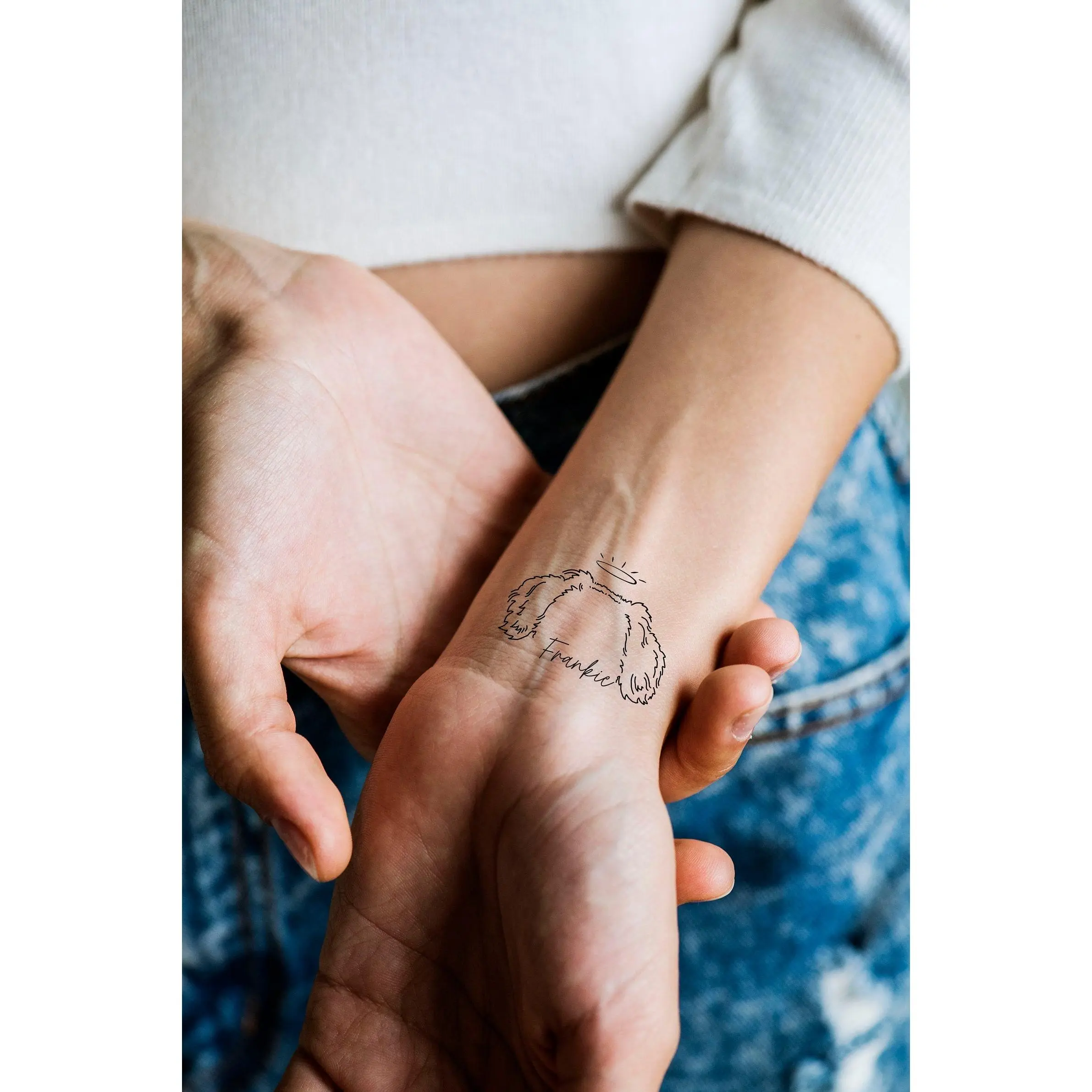 Temporary Tattoo Sheet Pet Ears Handwritten Name 8.5" x 11" | Dog or Cat Outline Temporary Tattoos