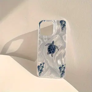 Turtle Jellyfish Bumper TPU Protective Smartphone Case, Full-Side Shockproof Casing for iPhone X/Xr/Xs/11/12/13/14/15/16 Series (Pro, Max, Plus) - Glossy Surface Mobile Phone Accessory