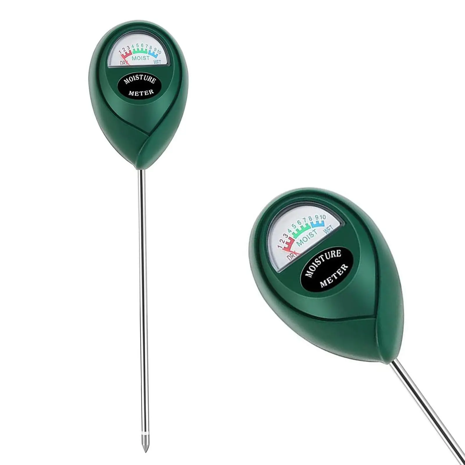Soil Moisture Mtr - No Battery Required Lightweight Hygrometer Sensor for Indoor/Outdoor Potted Plants, Quick Soil Check, Sturdy Easy-To-Read Gardening & Lawn Tool (Green)