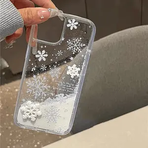 Snowflake Quicksand Phone Case, Compatible with iPhone 11/12/13/14/15/16/17 Pro/Pro Max/Plus, Stylish Protective Cover, Unique Design for Daily Use, Protective Casing