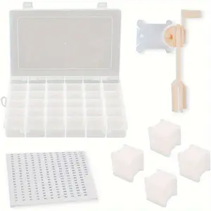 1 Set Plastic Floor Spools with 1 Spool Winder for Cross Stitch Thread Embroidery Floor Thread Craft DIY Sewing Storage Thread Storage Rack Embroidery DIY Cards (White)