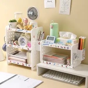 Double-Layer Plastic Desktop Organizer Rack, Bathroom & Kitchen Storage Shelf, Cosmetic Jewelry Display Stand, Tabletop Holder, Desk Tidy, Stationery Storage Organizer