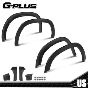 Factory Look Polypropylene Fender Flares with Mud Guard, 4-Pieces Set for 19-24 Dodge Ram 1500, Includes Bolts