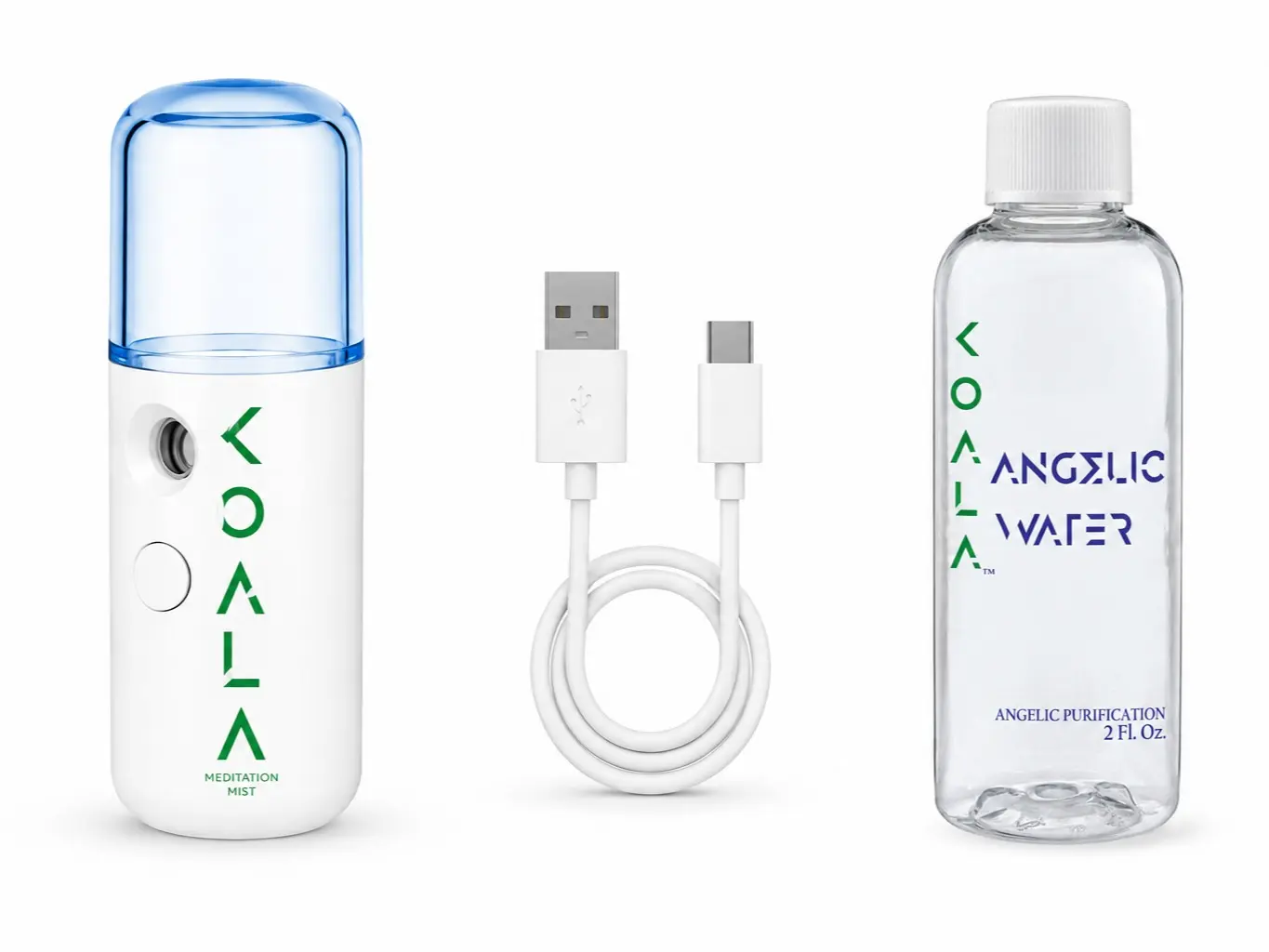 Koala Meditation Mist Starter Pack - Portable Humidifier with USB Charger & Angelic Water Refill for Daily Breath Ritual
