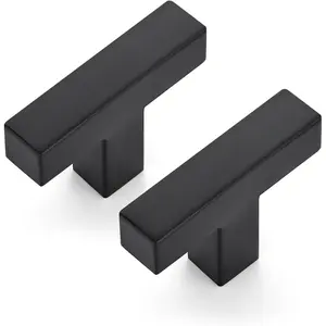 Black Cabinet Knobs, 2 Pack 2 Inch Single Hole Drawer Handles, Black Cabinet Handles for Kitchen Dresser Drawers