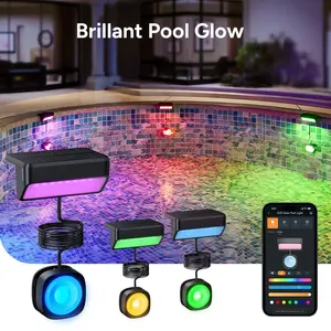 Linkind Solar Pool Lights with RGBW APP Control,IP68 Waterproof LED Light for Above Ground Pool,Poolside Smart Pool Light,Smart Solar Pool Lights Inground for Garden, Pond, Patio