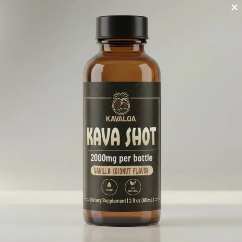 Kavaloa 2000mg Kava Shot Liquid Dietary Supplement - Coconut-Infused, Natural, Smooth, Sugar-Free, Gluten-Free, Non-GMO