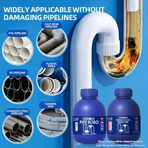 PICKZONE PIPE BOBO -Drain Unclogger Powerful Pipeline Dredging for Kitchen Sinks Shower Drains Tubs Dissolves 200+ Blockages Kills 99% Bacteria Safe for All Pipes Quick Dredging Formula Household Cleaner Bathroom Cleaning Tool