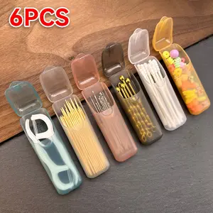 Portable Dental Floss and Toothpick Box Set, Leak-Proof Travel Case with Transparent Lid, Compact Edc Storage Container for Oral Care Tools Dental Accessories