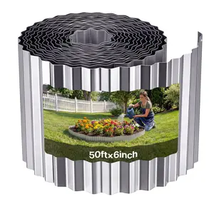 【Summervibes】VEVOR Galvanized Steel Landscape Edging, 50 ft x 6 in Metal Edging for Landscaping with Gloves, Easy-to-Install Bendable Metal Strips, Heavy Duty Metal Garden Edge Border for Flower Bed, Yard Pathway