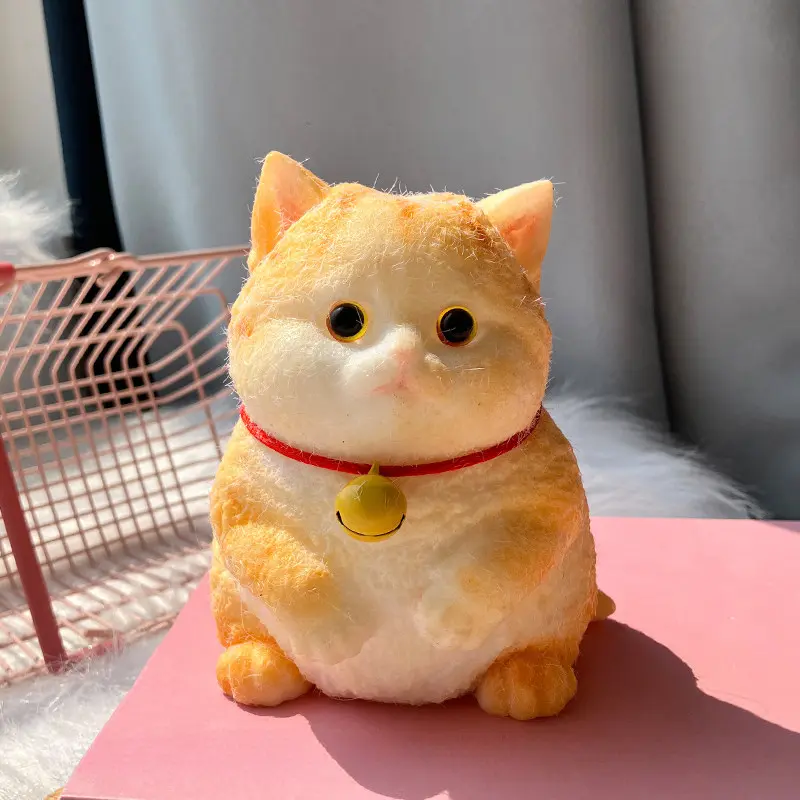 Kawaii Orange Fluffy Nitrosamine-Free Latex Rubber Cat Squishy Fidget Toy - Unisex Soft Stretchy Squeeze, Stress Relief Collectible, No Battery Needed, 12+ Age, Memory Training & Observation, Sensory Regulation Gift/Decoration, Squishy Fidgets