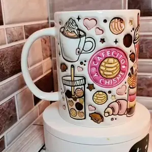 Cafecito Y chisme Mug, style 2. 15 oz Coffee mug Custom Handmade Drink Sublimation  Aesthetic Ceramic Tea Washable Drinkware